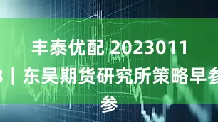 丰泰优配 20230118｜东吴期货研究所策略早参