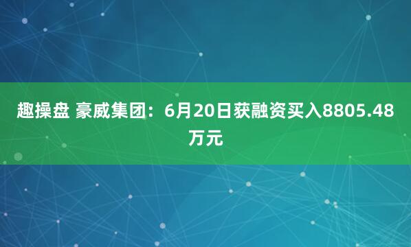趣操盘 豪威集团：6月20日获融资买入8805.48万元